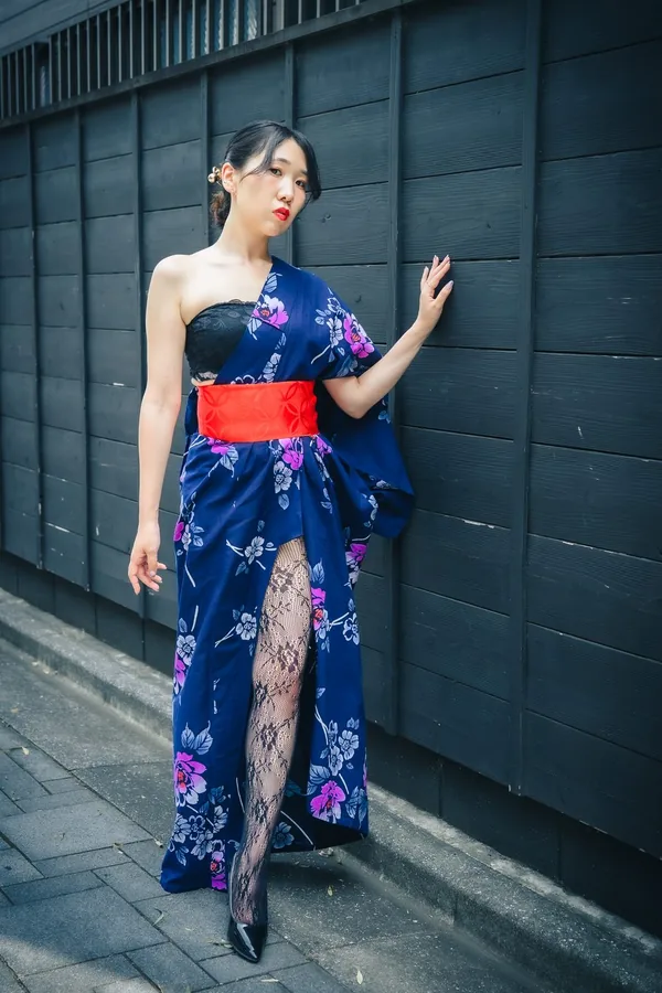 浴衣ドレスで撮影したロケーション写真